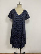 Summer Leopard Print V-Neck Short Sleeve Loose Oversized Dress