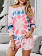 Women Home Wear Two-piece Casual Tie-dye Pajamas Suit