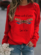 Dragonfly Print Crew Neck Sweatshirt