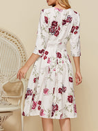 Slim 3/4 Sleeve Print Dress