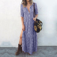 Summer New Printed Split Dress