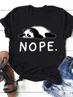 Women's Cotton Round Neck NOPE Spoof Short Sleeve T-shirt Women