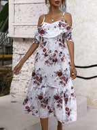 Summer New Style Floral Suspenders Open Back Temperament Dress