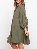 Cotton Linen Lantern Sleeve Dress