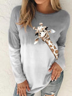 Autumn New Gradient Print Long-sleeved Loose Casual Women's Top