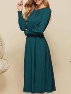 Solid Color Lantern Sleeve Dress