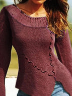 Retro Split Long Sleeve Knitted Sweater