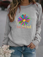 Be Kind Sunflower Print Crew Neck Sweatshirt