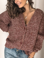 Single-breasted V-neck Knitted Sweater