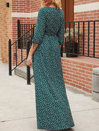 Floral Lace Retro Green Long Dress