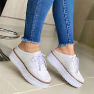 Lace-up Slip-on Shoes Thick-soled Casual European and American Plus Size Women's Casual Shoes Slippers