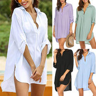 Spring/Summer Women's Deep V Fashion Beach Sunscreen Swimsuit Shirt Dress