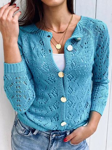 Women's Casual Knitted Cardigan In Solid Colors