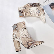 Snakeskin Print Sexy Boots