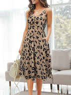 Women's Sleeveless V-Neck Slim Fit Sexy Mid-Length Dress Ins Style MIdi Dresses For Holiday