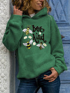 Fun Animal Print Round Neck Hoodie Tops