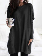 Round Neck Solid Color Loose Casual Long-sleeved Sweater