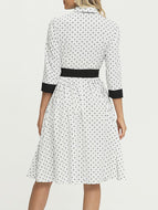 Lapel Print Contrast Stitching Dress