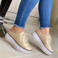 Lace-up Slip-on Shoes Thick-soled Casual European and American Plus Size Women's Casual Shoes Slippers