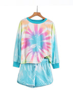 Women Home Wear Two-piece Casual Tie-dye Pajamas Suit