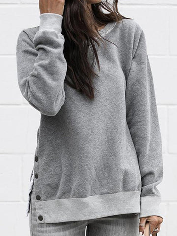 Autumn/Winter Fashion Round Neck Hem Split Long Sleeve Casual Sweater