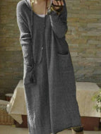 V-neck Pullover Loose Long Knitted Dress