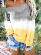 Gradient V-neck Long Sleeve Top