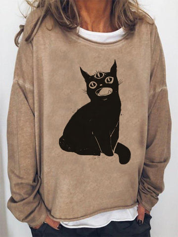 Cute Cat Long Sleeved Sweatshirt