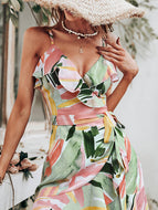 Bohemian Floral V-Neck Sexy Irregular Sling Floral Dress