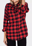 Plaid Pocket Turn-Down Collar Shirt