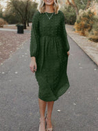 Long Sleeve Jacquard Fur Ball Dress