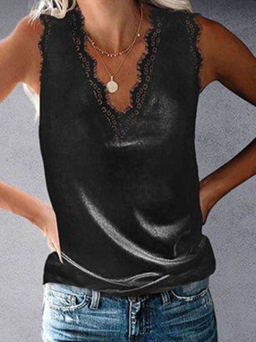 Women's Solid Color Lace Undershirt Tops