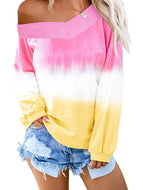 Gradient V-neck Long Sleeve Top