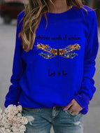 Dragonfly Print Crew Neck Sweatshirt