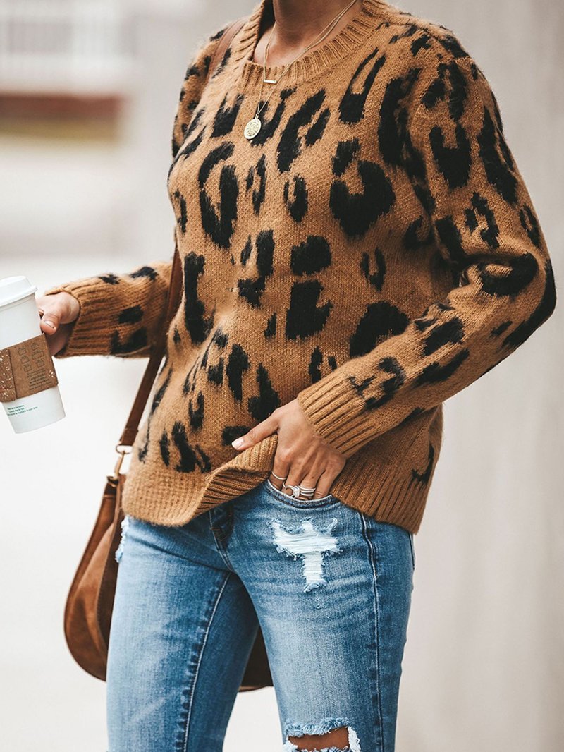 Leopard Sweater Women's Knitted Sweater