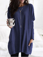 Round Neck Solid Color Loose Casual Long-sleeved Sweater