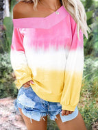 Gradient V-neck Long Sleeve Top