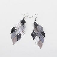 Colorful Seven Nine Leaf Earrings