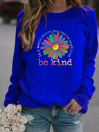 Be Kind Sunflower Print Crew Neck Sweatshirt