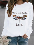 Dragonfly Print Crew Neck Sweatshirt