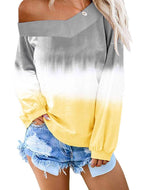 Gradient V-neck Long Sleeve Top