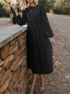 Long Sleeve Jacquard Fur Ball Dress