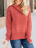 Women's Casual Shoulder Button Down Knit Sweater