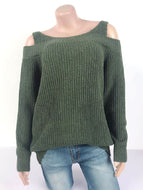 Autumn New Sexy Sling Strapless Solid Color Casual Long-sleeved Sweater