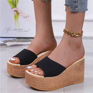 Korean Version Wedge Sandals Platform High Heel Muffin Bottom Slippers Holiday Ladies Shoes