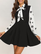 Black White Stitching Lace Dress