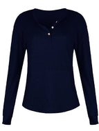 Autumn/winter Solid Color Button Long-sleeved Casual Top