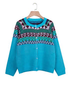 Pure Color Printed Knitted Sweater Sweater