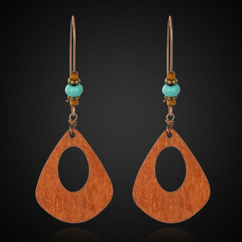 Bohemian Beaded Vintage Wooden Earrings