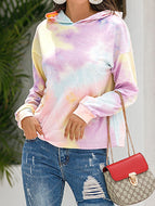 Women's  Tie-dye Printed Gradient Color Hooded Sweatshirt Tops